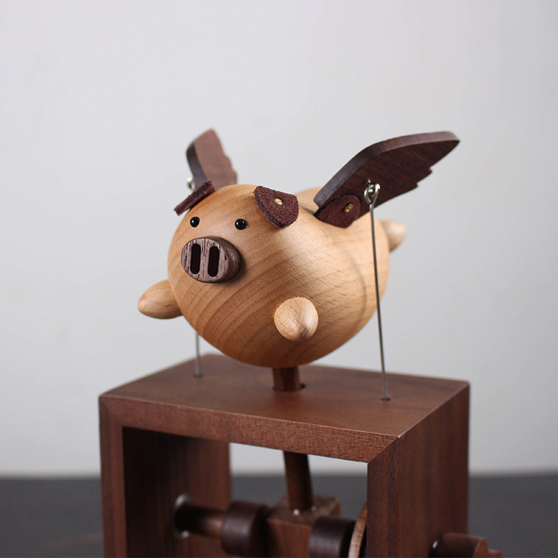 크리 에이 티브 뮤직 박스 생일 선물 LITTLE FLYING PIG 손으로 만든 뮤직 박스 여자 친구와 동급생을위한 귀엽고 흥미로운 커플