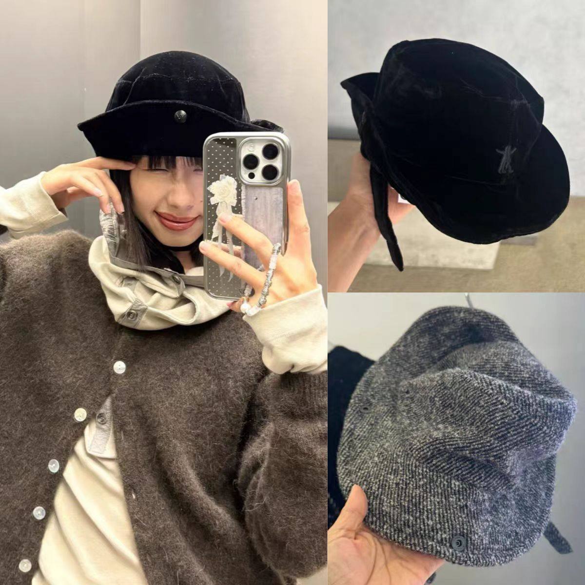 韩国小众秋冬羊毛open可拆卸Yy耳罩遮阳保暖毛呢渔夫帽护耳帽礼帽