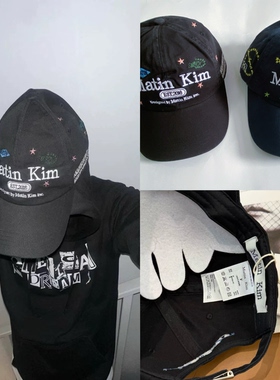 韩国小众同款MatinKim美式童趣风可爱涂鸦字母弯檐圆顶棒球帽男女