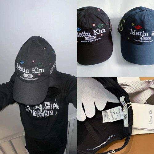 韩国小众同款MatinKim美式童趣风可爱涂鸦字母弯檐圆顶棒球帽男女