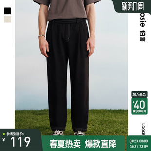 宽松针织运动裤 bosie2025年春夏季 男情侣百搭休闲长裤 卫裤 子 新款