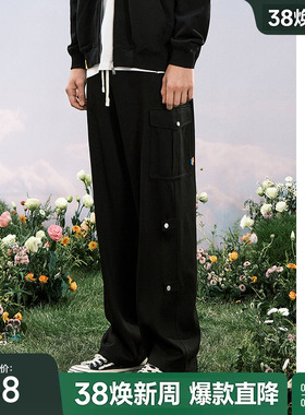 bosie伯喜2025年秋季新款休闲卫裤男情侣百搭工装时尚运动裤子潮