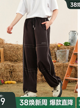 bosie伯喜2025年秋季新款束脚卫裤男情侣百搭宽松直筒休闲裤潮