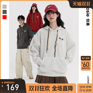 cleanfit 卫衣男情侣腊肠狗摇粒绒套头连帽美式 bosie2025秋季 新款
