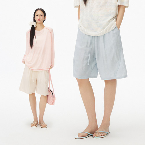 bosie莱赛尔天丝亚麻休闲裤男女