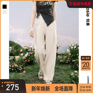 子 情侣女宽松休闲裤 bosie伯喜2025春新款 宽松绑带香蕉裤