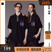 新款 抽绳短袖 polo衫 bosie2025夏季 男情侣撞色翻领短袖 T恤休闲百搭