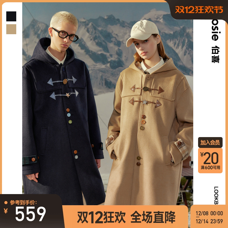 小王子24年冬新款格纹呢大衣男