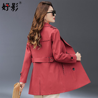小个子高端风衣女短款2022年新款秋季女装中长款春秋流行红色外套