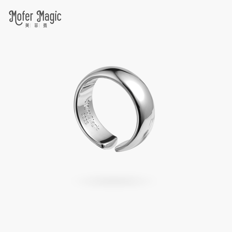 开口光面节日礼物银戒指