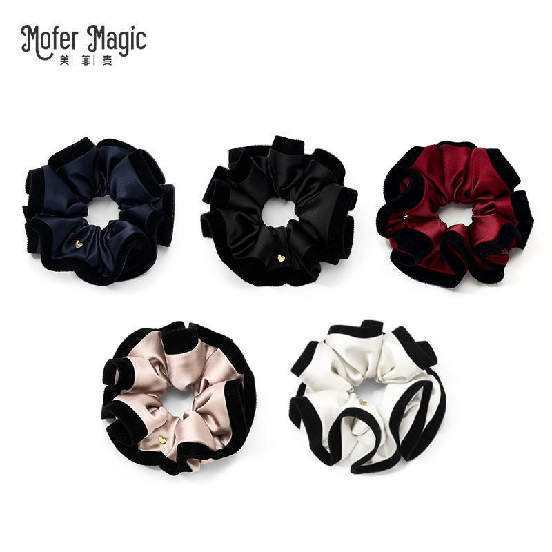 美菲麦简约气质拼色发圈大肠圈扎头发绳韩系马尾木耳边头绳发饰