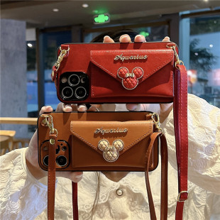 7p全包12套15 挂绳11高级感卡包14pro创意13适用8p 奢华酒红零钱包iphone16promax斜挎手机壳女款 苹果15背带式