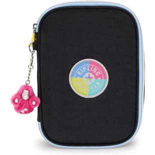 代购Kipling女士笔袋防震保护多层分隔便携收纳防水设计黑色尼龙