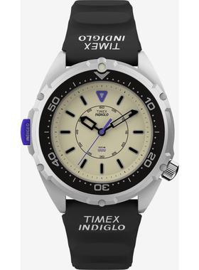 代购Timex天美时女士腕表夜光计时日期测速橡胶防水黑色钢壳