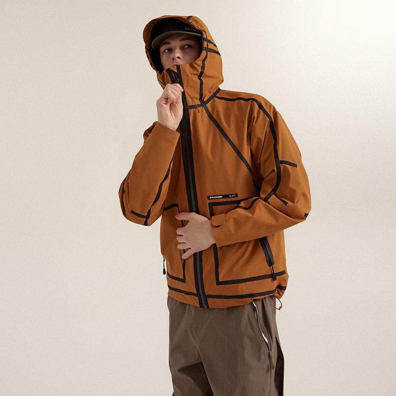 代购SALOMON萨洛蒙男士软壳衣防风保暖轻量户外外套连帽长袖冲锋