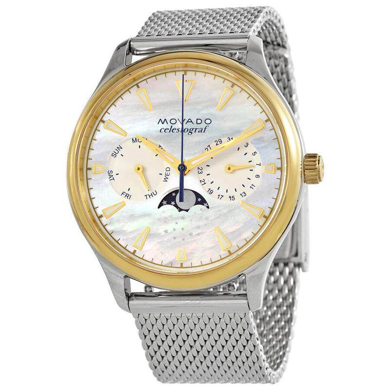 海外代购Movado/摩凡陀女士瑞士腕表月相显示星期日历石英机芯
