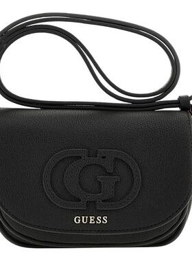 海外代购GUESS女士包袋新斜挎背轻便小巧黑色压花Logo日常出行
