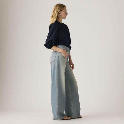 海外代购Levi’s/李维斯女士运动牛仔裤阔腿水洗蓝休闲运动