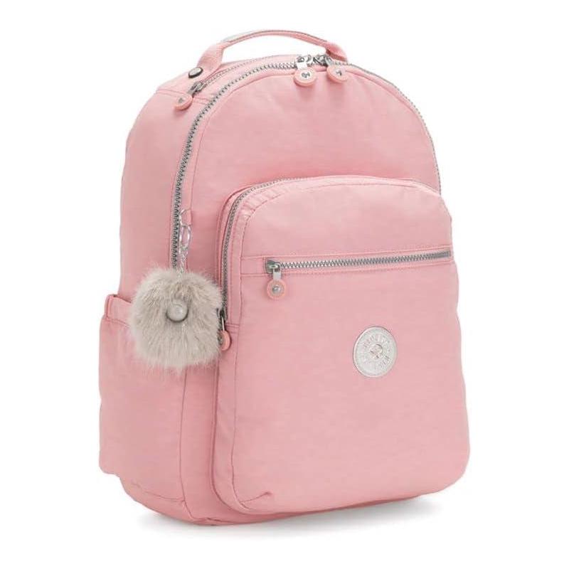 代购Kipling女士双肩包多隔层可调节肩带侧袋储物顶部提手粉色轻