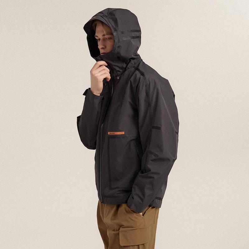 代购SALOMON萨洛蒙男士冲锋衣防风保暖轻量户外外套连帽长款软壳