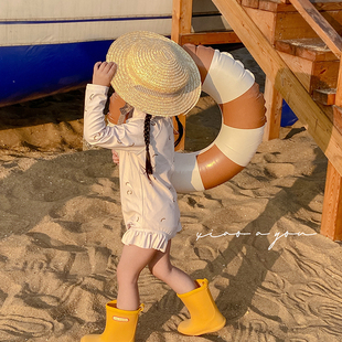 防晒速干游泳衣小女孩可度假泳装 夏季 儿童泳衣女童宝宝连体长袖