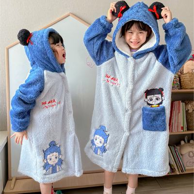 秋冬季可外穿珊瑚绒睡袍