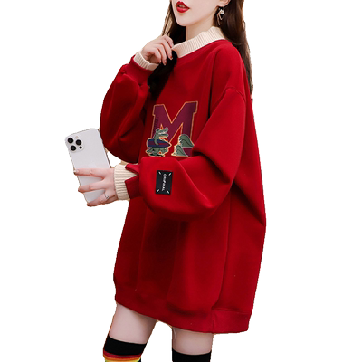 秋冬新款假两件卫衣女加绒