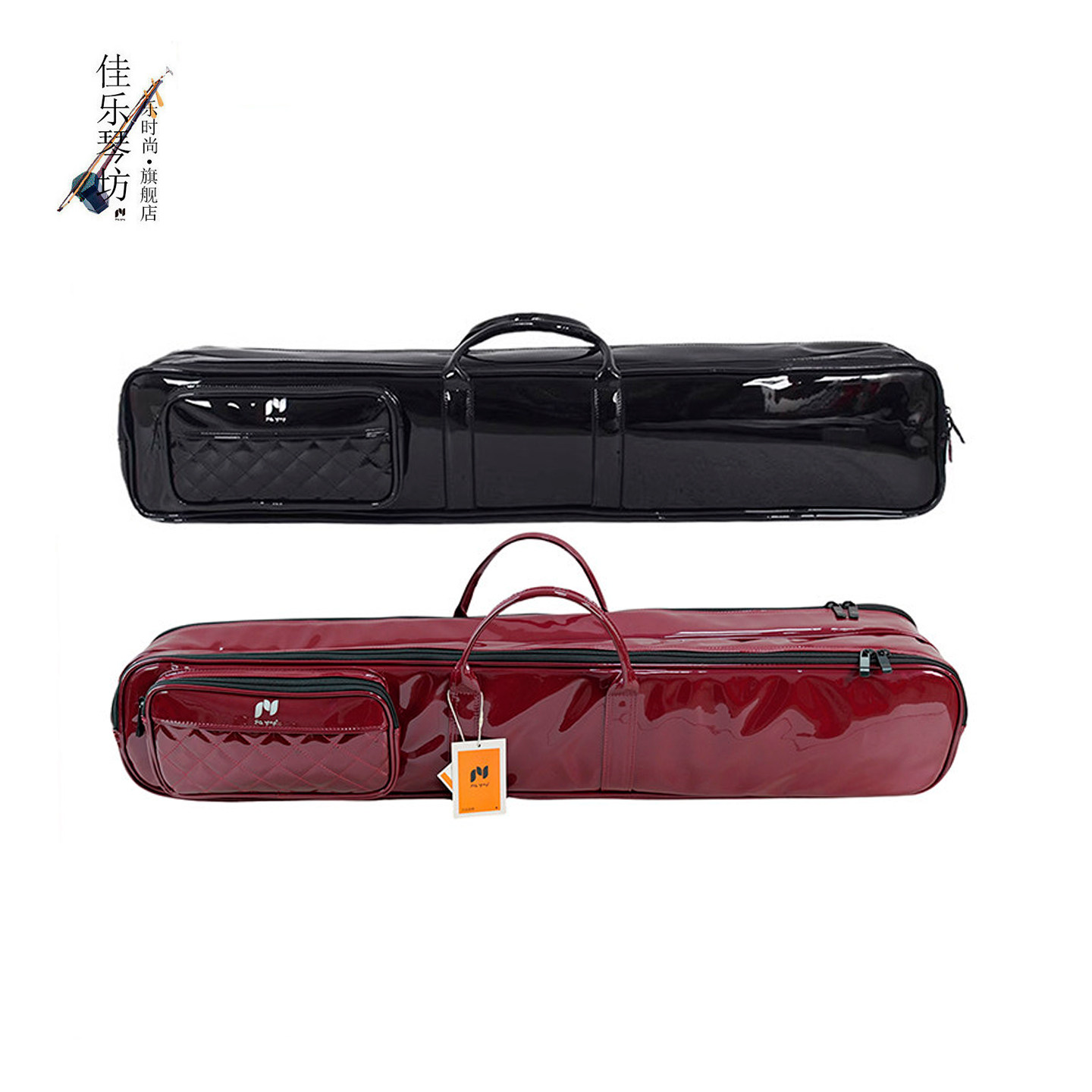 jiayue佳乐漆皮双把二胡包漆皮二胡琴包对头装2把双二胡包双肩背