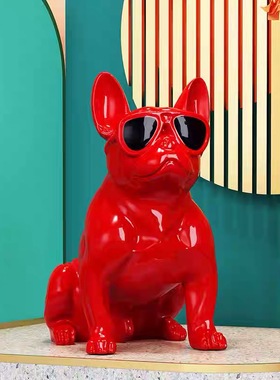 红色斗牛犬开业礼品橱窗家居摆设