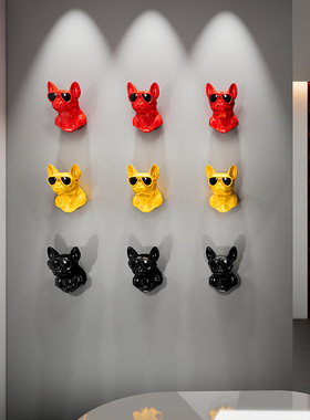 创意斗牛犬狗壁挂餐厅酒吧宠物店铺墙面装饰网红打卡墙挂件工艺品