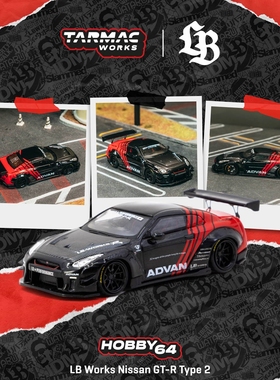 收藏尼桑 GTR R35 Type 2 ADVAN TW 1:64 LBWK 仿真合金汽车模型