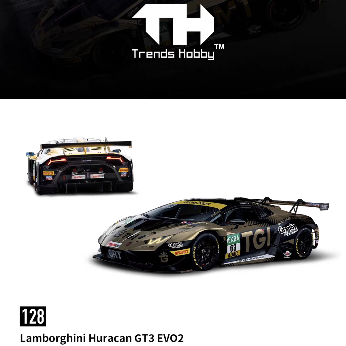 兰博基尼huracan GT3 EVO2 DTM TH 1:64飓风赛车仿真汽车模型收藏