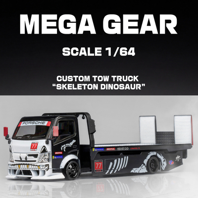 日野H300平板拖车运输车化骨龙骷髅龙MG MT 1:64仿真合金汽车模型