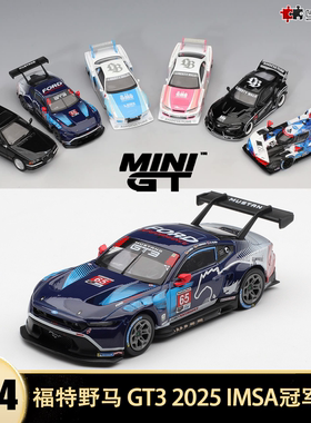 福特野马Mustang GT3 IMSA冠军车MINIGT1:64仿真合金汽车模型1240