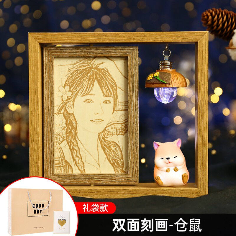 生日礼物女生送女友闺蜜老婆实用女朋友男生木刻画定制照片七夕情