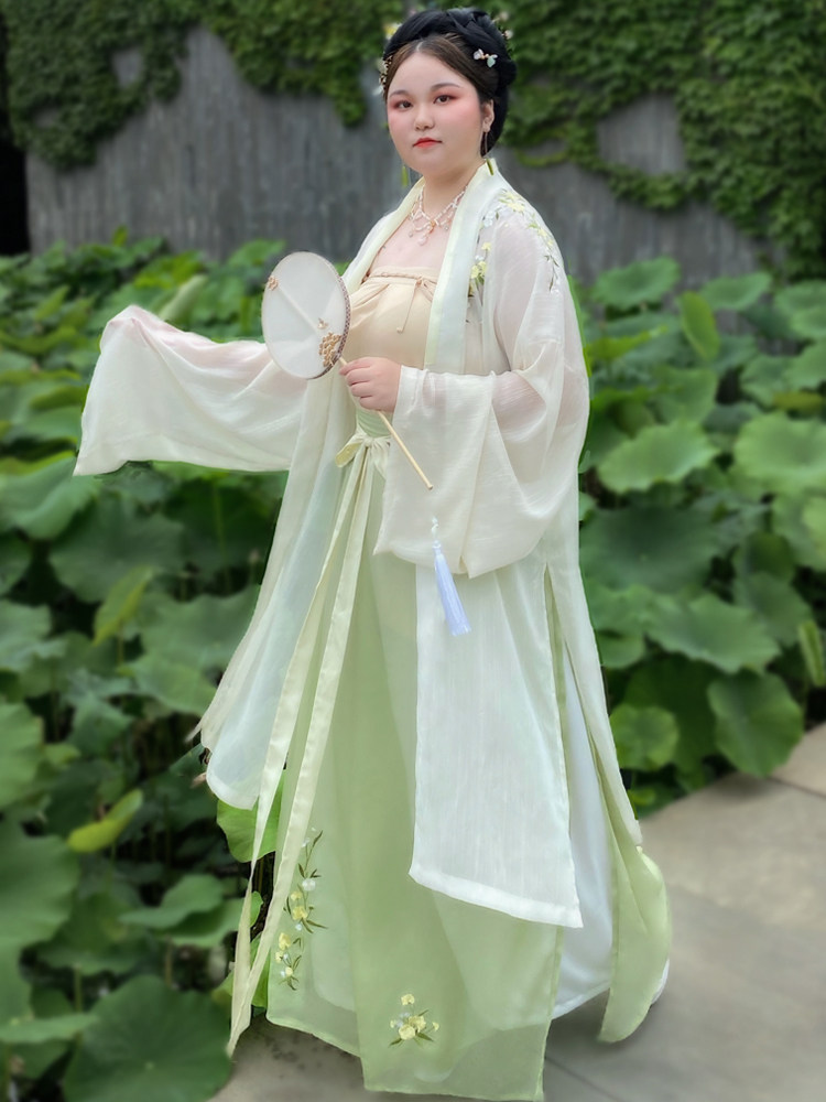 SUI QI NATURAL [RU MENG LING] 원래 대형 HANFU 여성 봄 여름 수 놓은 송나라 바지 향상된 멜빵 송 바지