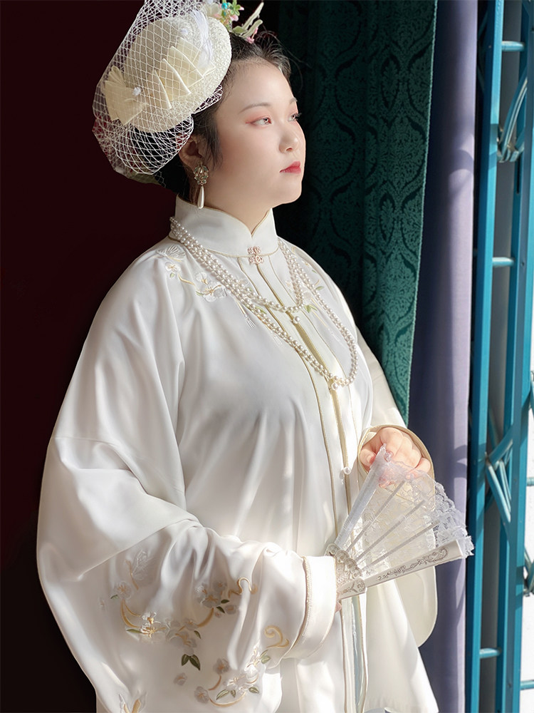 SUIQI NATURAL [가벼운 향기] 오리지널 대형 HANFU 여성 봄 가을 명나라 제작 스탠드 칼라 탑 블라우스 PIPA 슬리브 웨딩 의류