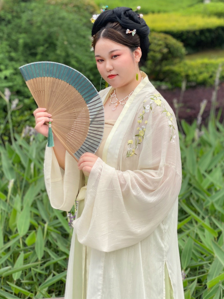 SUI QI NATURAL [RU MENG LING] 원래 대형 HANFU 여성 봄 여름 수 놓은 송나라 바지 향상된 멜빵 송 바지