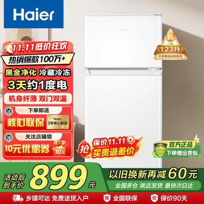 海尔182升双门迷你冷藏冷冻冰箱