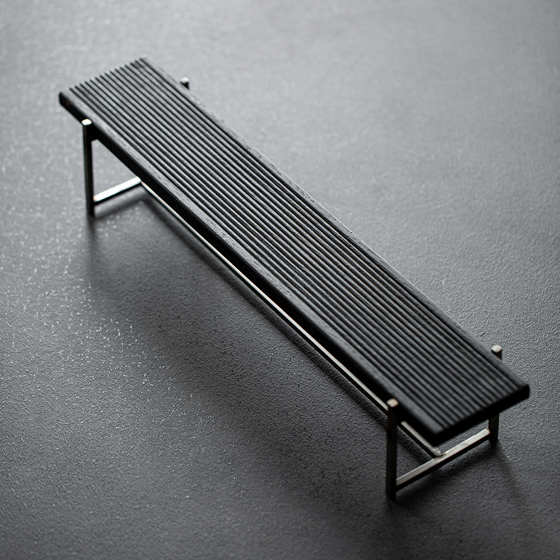 草木祠日式不锈钢简约茶具茶杯架展示架收纳小茶几实木托盘置物架