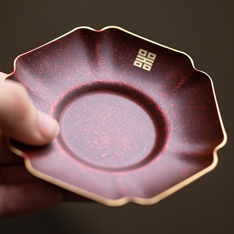 草木祠 手工纯铜茶杯垫杯托家用功夫茶具日式茶道配件隔热垫茶垫