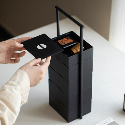 手工铁艺黄铜小提篮食盒茶盒多层