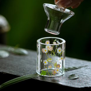草木祠小雏菊玻璃盖置壶盖托盖碗托壶置紫砂茶壶盖托茶具创意摆件