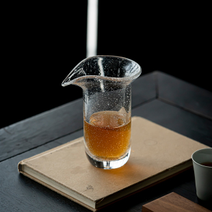 加厚玻璃气泡公道杯高端功夫茶具分茶器撇口防烫透明茶海 草木祠