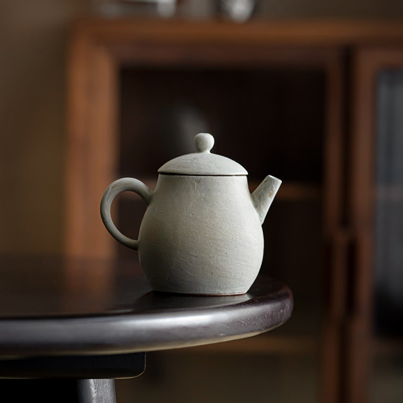 草木祠手工粗陶茶壶日式粉引带过滤陶壶家用泡茶器高档小单壶茶具