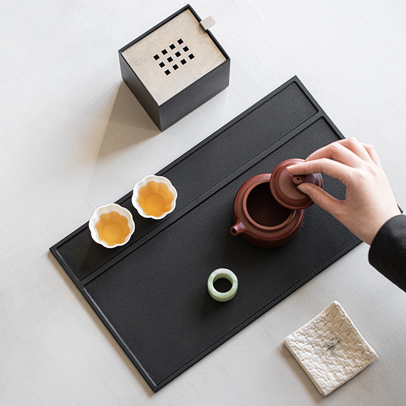 茶盘茶台干泡台长方形天然乌金石