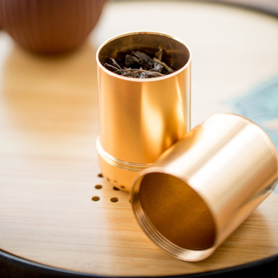 草木祠 铝合金茶叶罐金属旅行迷你便携小茶罐随身密封储物收纳罐