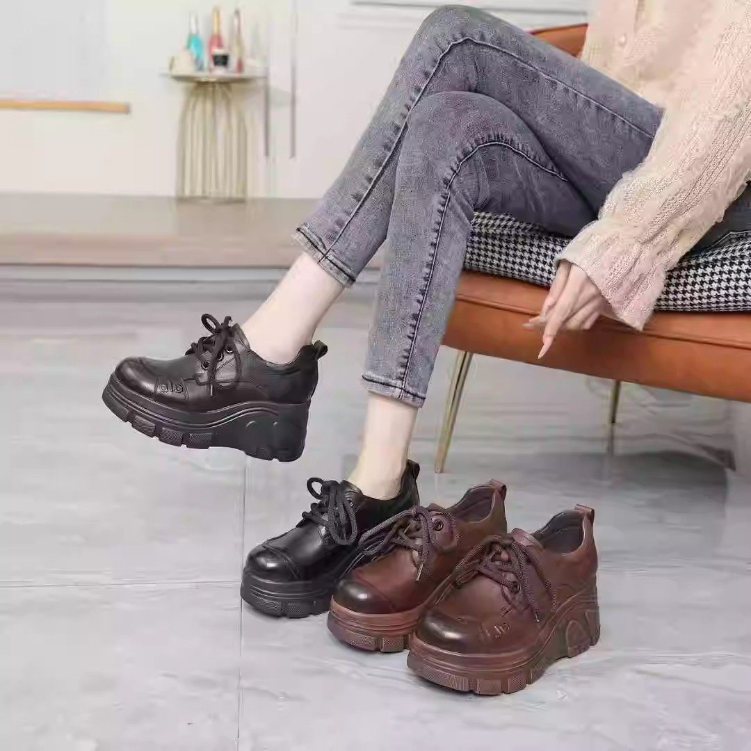 2026春季新款真皮女鞋厚底增高休闲皮鞋时尚百搭头层牛皮深口单鞋,女鞋,松糕（摇摇）鞋,淘宝优惠券,粉丝福利购,淘宝优惠卷