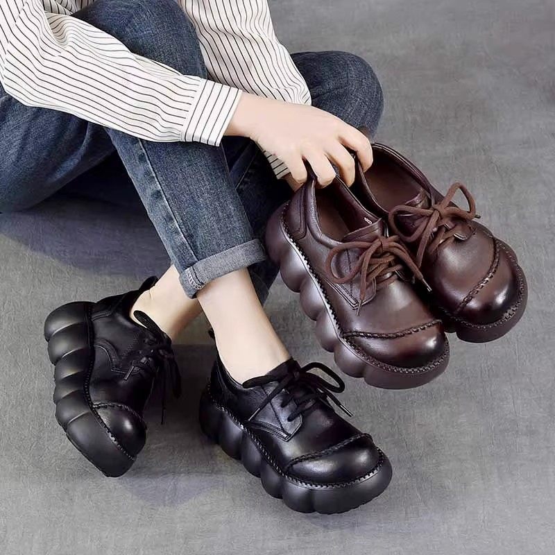 头层牛皮2026春季新款厚底单鞋女软皮松糕鞋轻便百搭休闲妈妈皮鞋,女鞋,深口单鞋,淘宝优惠券,粉丝福利购,淘宝优惠卷