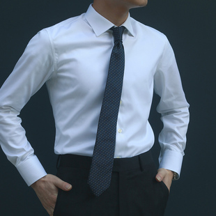 纯棉免烫工作服商务正装 婚礼衣 男刺绣logo长袖 NHO2私人定制白衬衫